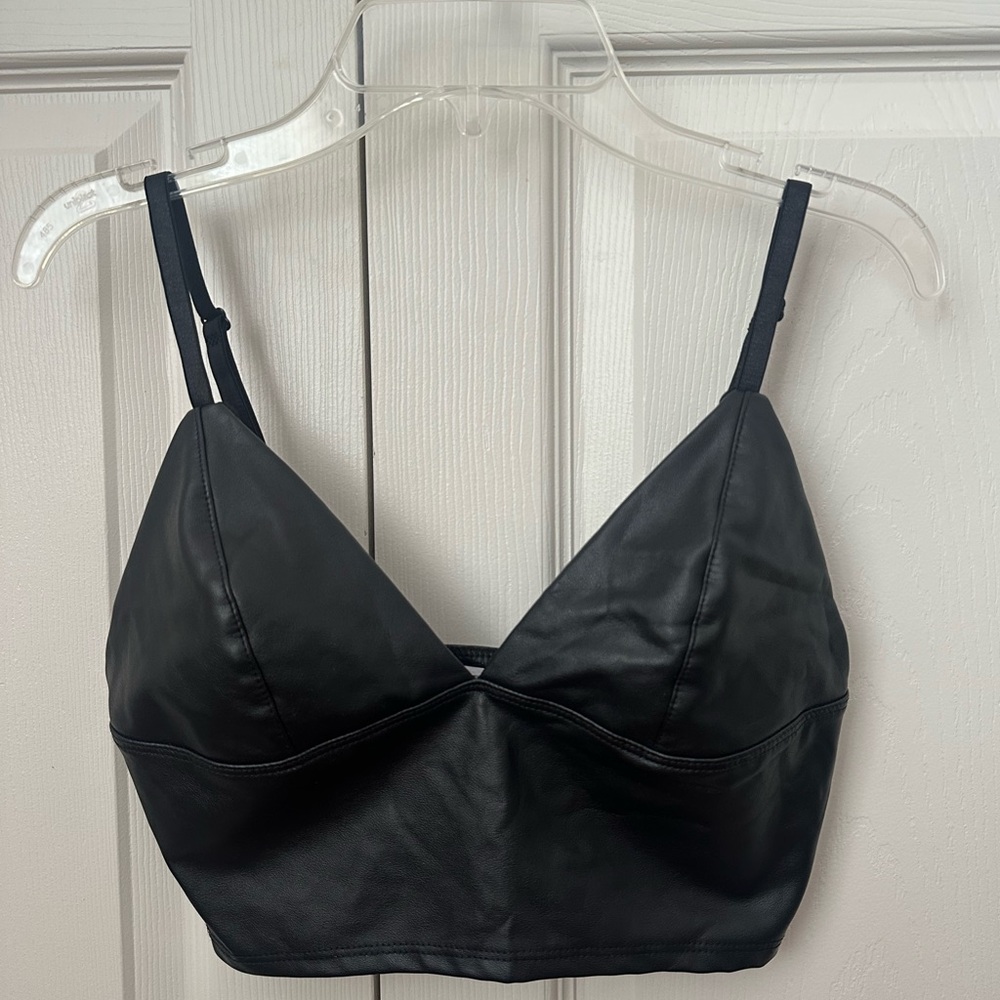 Garage Leather Corset Top